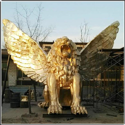 带翅膀大型铜狮子摆件