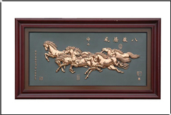 策马奔腾紫铜浮雕画