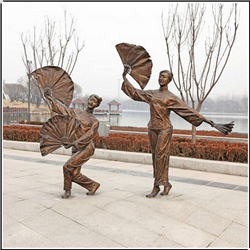 公园扭秧歌人物铜雕塑