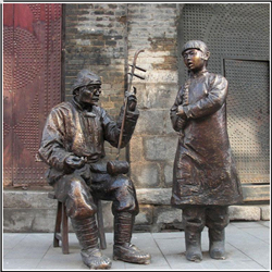 古代拉二胡人物铜雕塑
