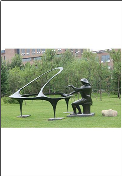 校园操场弹钢琴人物雕塑
