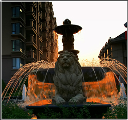 小区铜狮子喷泉雕塑