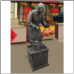 步行街人物卖茶水铜雕塑