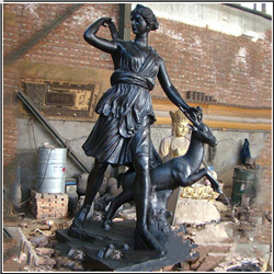 鹿与女神西方人物铜雕塑