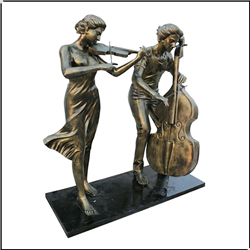 西方男女拉小提琴人物铜雕塑