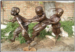 三个小孩园林人物铜雕塑