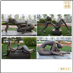 各种抽象母女铜雕塑 