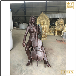 拉琴人物铜雕塑制作 