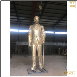 贴金熊希龄人物铜雕塑 