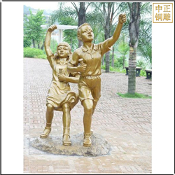 小男孩小女孩校园铜雕塑
