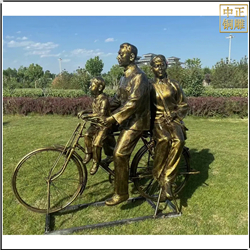 现代骑车人物铜雕塑