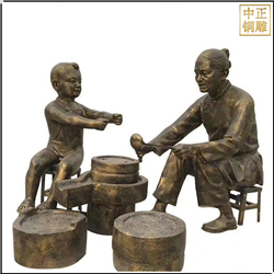 磨豆浆人物铜雕塑
