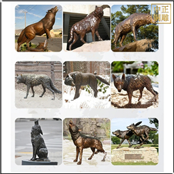 不同样式铜狼雕塑铸造