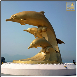 大型纯铜海豚雕塑铸造