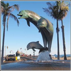 大型纯铜海豚动物雕塑