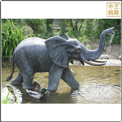 玩水铜大象雕塑