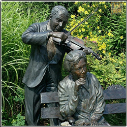 园林拉小提琴人物铜雕塑