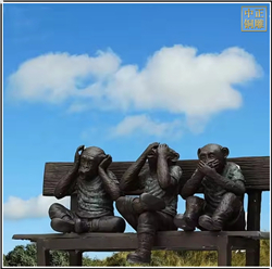 大型园林小猴子坐长凳铜雕塑 