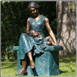 户外园林休息母女铜雕塑 