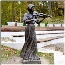 女孩拉小提琴园林雕塑 