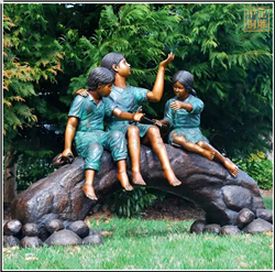 三个小孩园林景观雕塑 